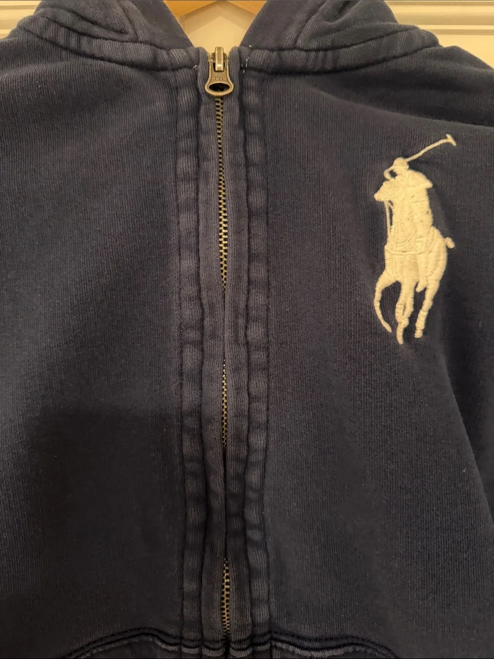 Ralph Lauren Kids Navy Zip Hoodie with White Polo Logo